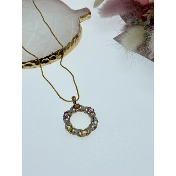 Sky Jewelry Серебряная цепочка с кулоном в позолоте с натуральными камнями  Весна