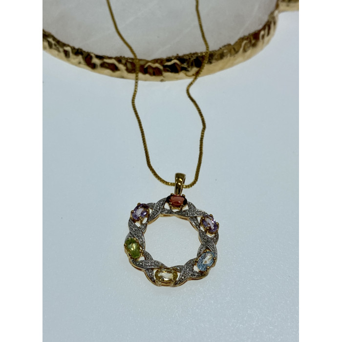 Sky Jewelry Серебряная цепочка с кулоном в позолоте с натуральными камнями  Весна