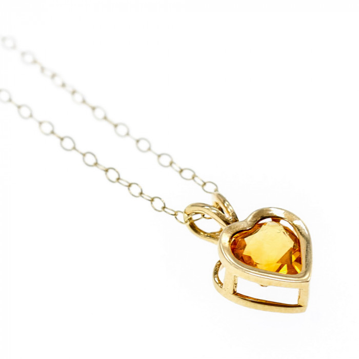 Sky Jewelry Золотая цепочка с кулоном гелиодор   Сердце