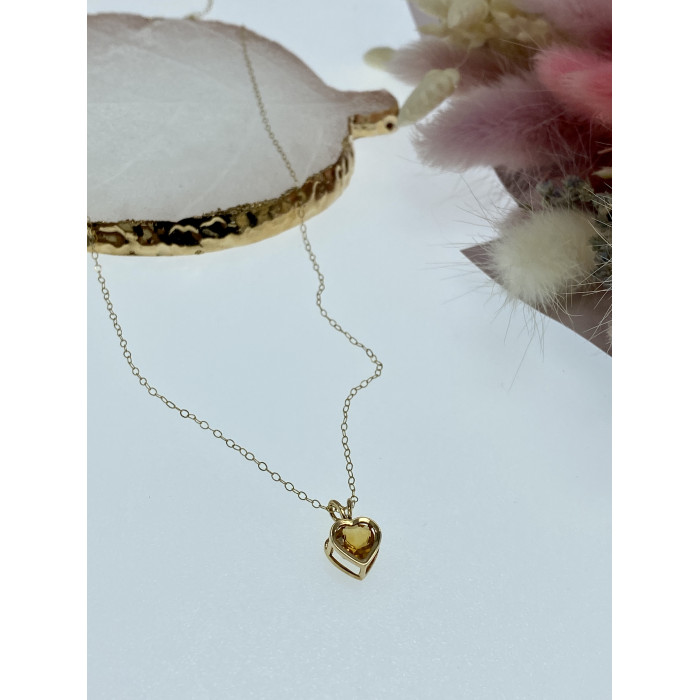 Sky Jewelry Золотая цепочка с кулоном гелиодор   Сердце