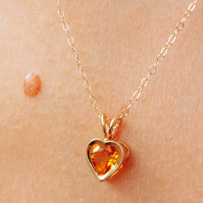 Sky Jewelry Золотая цепочка с кулоном гелиодор   Сердце