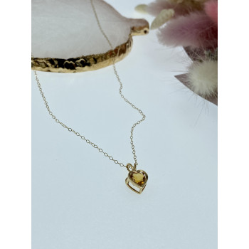 Sky Jewelry Золотая цепочка с кулоном гелиодор   Сердце