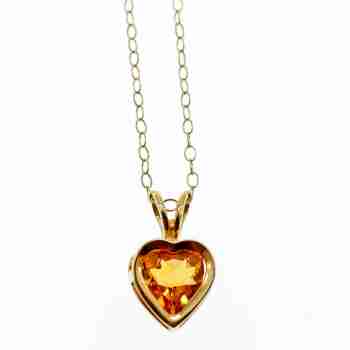 Sky Jewelry Золотая цепочка с кулоном гелиодор   Сердце