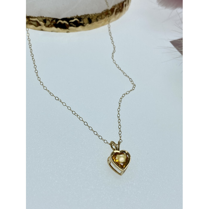 Sky Jewelry Золотая цепочка с кулоном гелиодор   Сердце