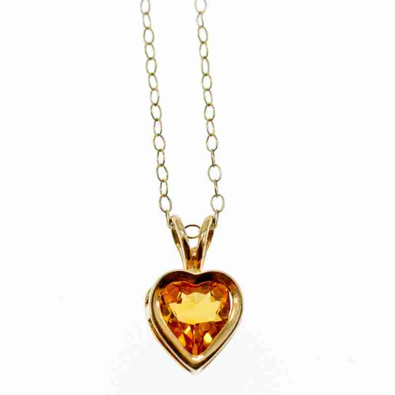 Sky Jewelry Золотая цепочка с кулоном гелиодор   Сердце