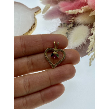 Sky Jewelry Серебряный кулон в позолоте с камнями изумруд рубин сапфир  Сердце