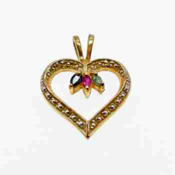Sky Jewelry Серебряный кулон в позолоте с камнями изумруд рубин сапфир  Сердце