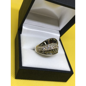 Sky Jewelry Серебряное кольцо с камнями черная Шпинель и черным турмалином