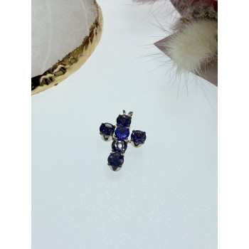 Sky Jewelry Серебряный крестик с камнями танзанит