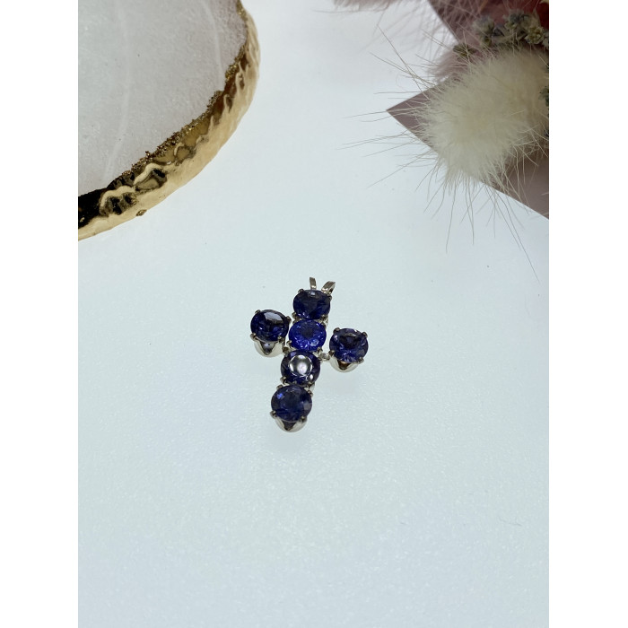 Sky Jewelry Серебряный крестик с камнями танзанит