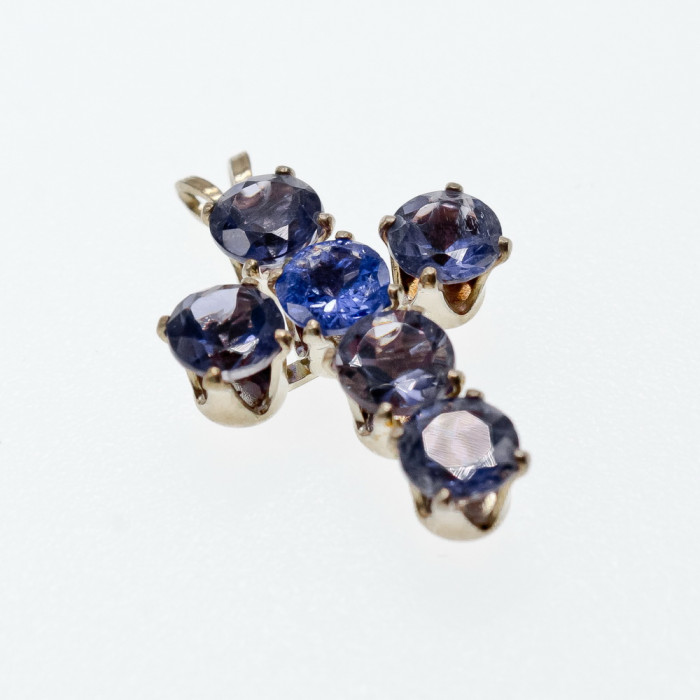 Sky Jewelry Серебряный крестик с камнями танзанит