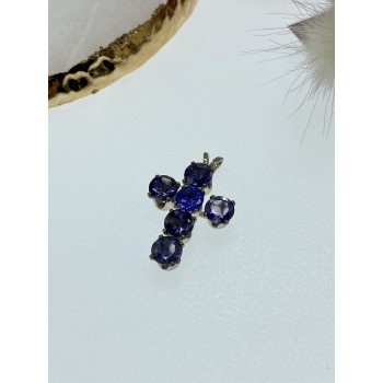 Sky Jewelry Серебряный крестик с камнями танзанит