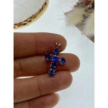 Sky Jewelry Серебряный крестик с камнями танзанит