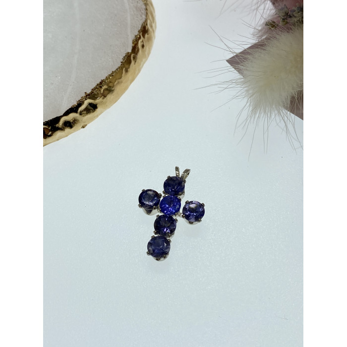 Sky Jewelry Серебряный крестик с камнями танзанит