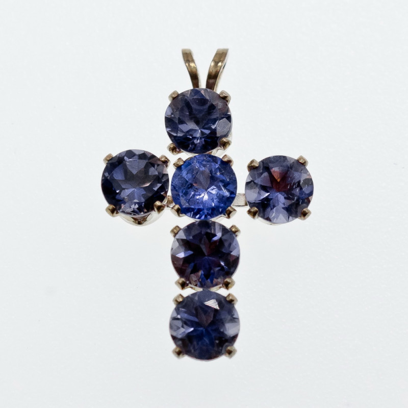 Sky Jewelry Серебряный крестик с камнями танзанит