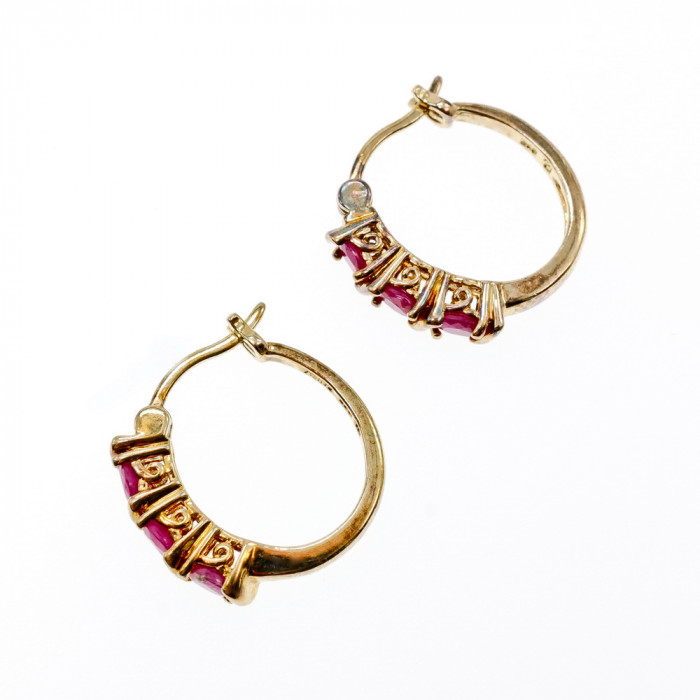 Sky Jewelry Серебряные серьги в позолоте с камнями шпинель  Очарование