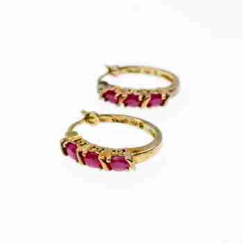 Sky Jewelry Серебряные серьги в позолоте с камнями шпинель  Очарование