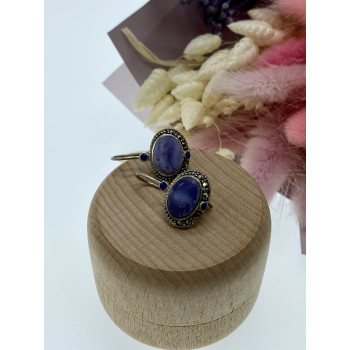 Sky Jewelry Серебряные серьги с агатом и марказитом  Винтаж