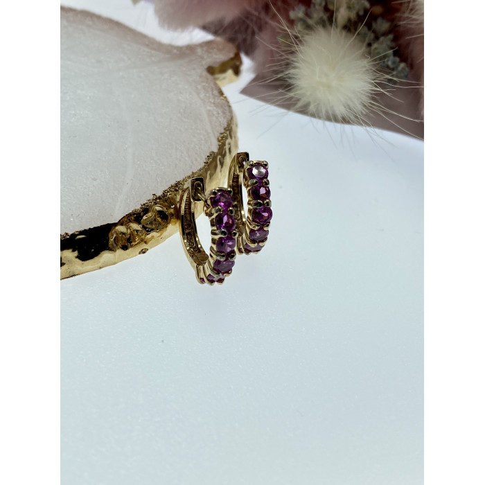 Sky Jewelry Серебряные серьги в позолоте со шпинелью  Нежность