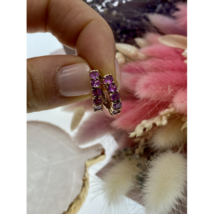 Sky Jewelry Серебряные серьги в позолоте со шпинелью  Нежность