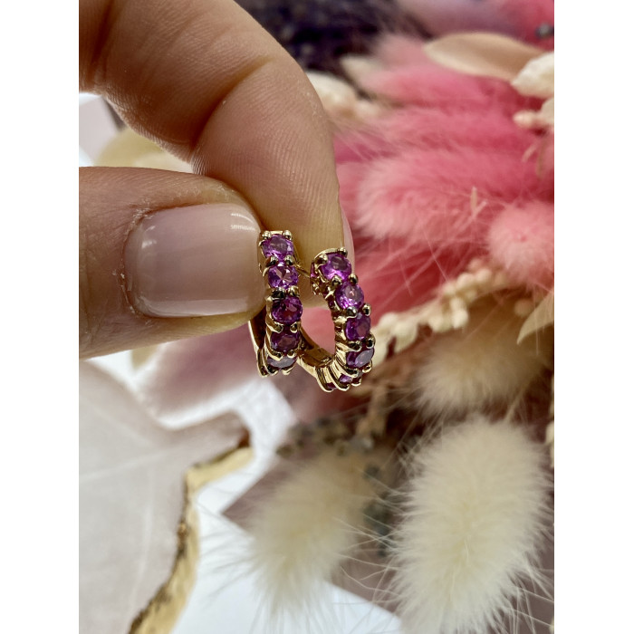 Sky Jewelry Серебряные серьги в позолоте со шпинелью  Нежность