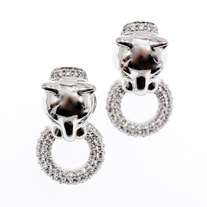 Sky Jewelry Серебряные серьги с фианитами Пантера