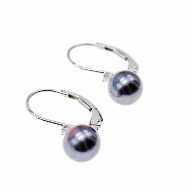 Sky Jewelry Золотые серьги с жемчугом и бриллиантом  Сказка