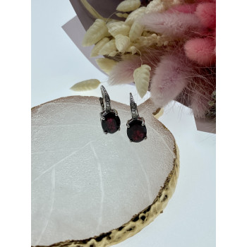 Sky Jewelry Серебряные серьги с альмандином  Роза