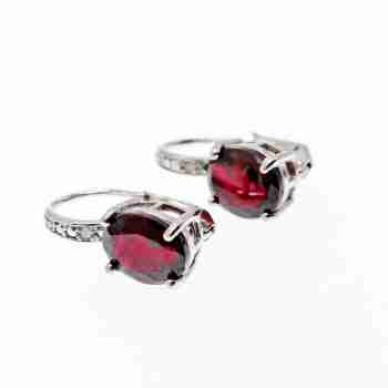 Sky Jewelry Серебряные серьги с альмандином  Роза