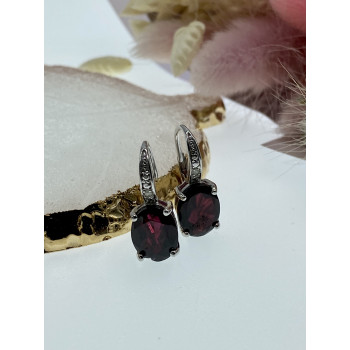 Sky Jewelry Серебряные серьги с альмандином  Роза