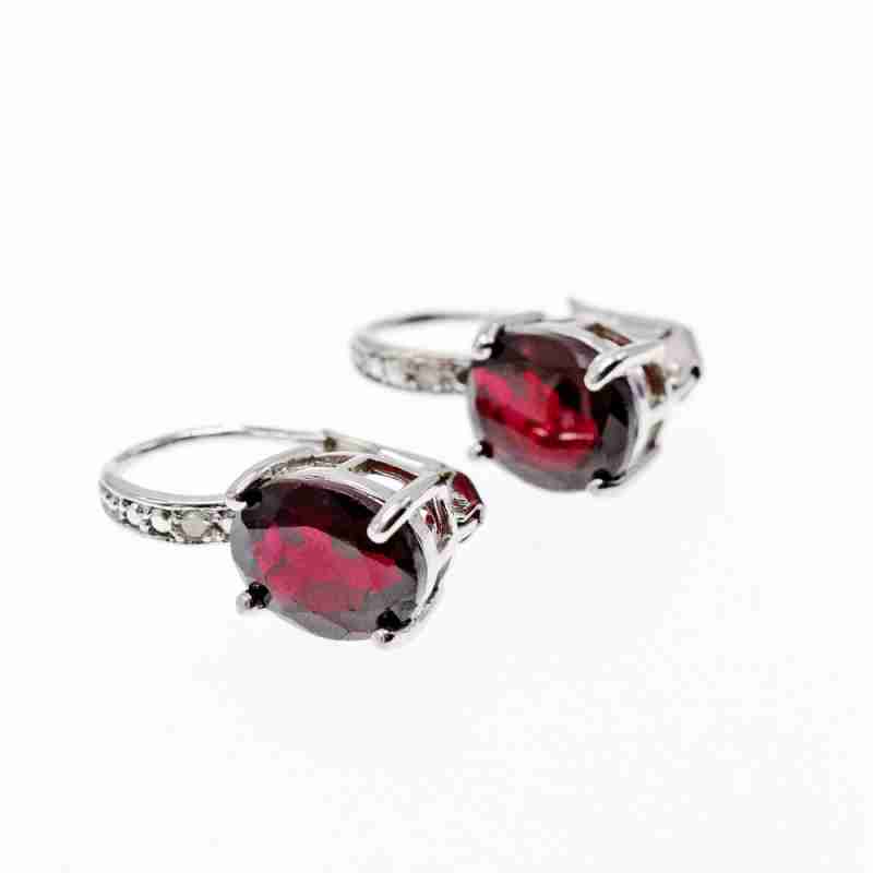 Sky Jewelry Серебряные серьги с альмандином  Роза