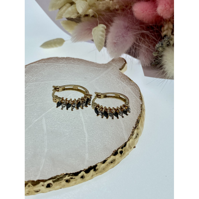 Sky Jewelry Серебряные серьги в позолоте с сапфирами  Грация