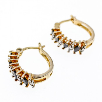 Sky Jewelry Серебряные серьги в позолоте с сапфирами  Грация