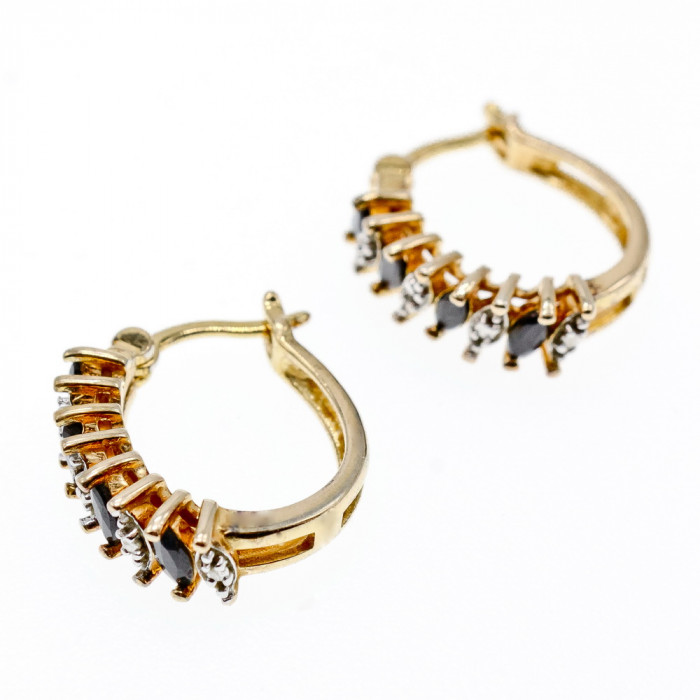 Sky Jewelry Серебряные серьги в позолоте с сапфирами  Грация