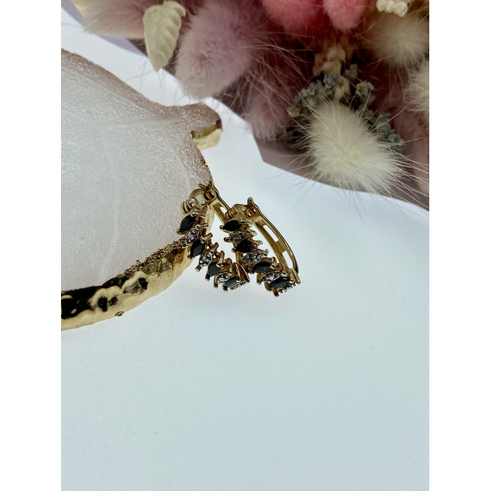 Sky Jewelry Серебряные серьги в позолоте с сапфирами  Грация