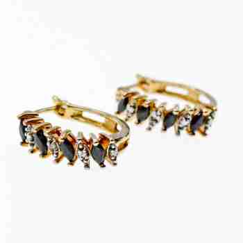 Sky Jewelry Серебряные серьги в позолоте с сапфирами  Грация