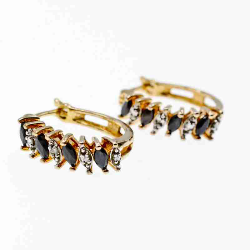 Sky Jewelry Серебряные серьги в позолоте с сапфирами  Грация