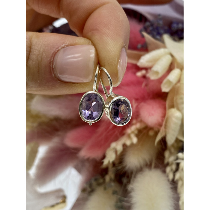 Sky Jewelry Серебряные серьги с турмалином  Классика