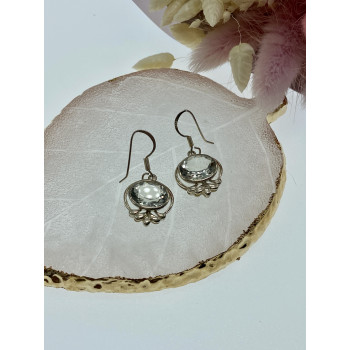 Sky Jewelry Серебряные серьги с аквамарином Волна