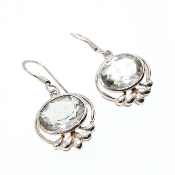 Sky Jewelry Серебряные серьги с аквамарином Волна