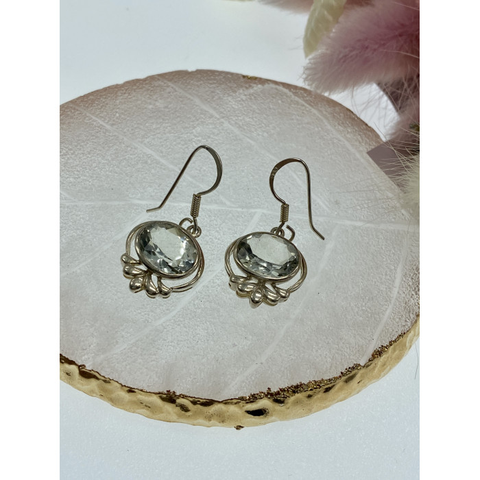 Sky Jewelry Серебряные серьги с аквамарином Волна