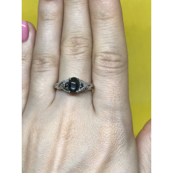 Sky Jewelry Серебряное кольцо 925 пробы с камнем черный нефрит