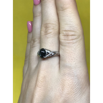 Sky Jewelry Серебряное кольцо 925 пробы с камнем черный нефрит
