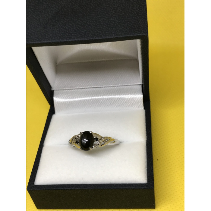 Sky Jewelry Серебряное кольцо 925 пробы с камнем черный нефрит