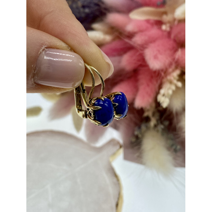 Sky Jewelry Серебряные серьги в позолоте с камнем лазурит