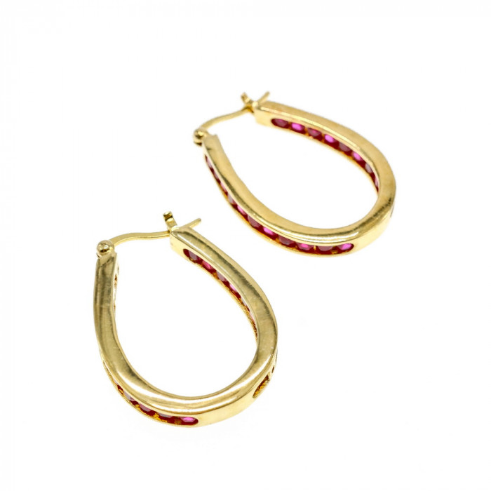 Sky Jewelry Серебряные серьги в позолоте с камнями шпинель  Роскошь