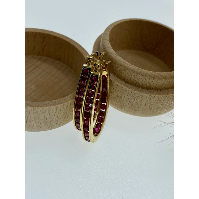 Sky Jewelry Серебряные серьги в позолоте с камнями шпинель  Роскошь