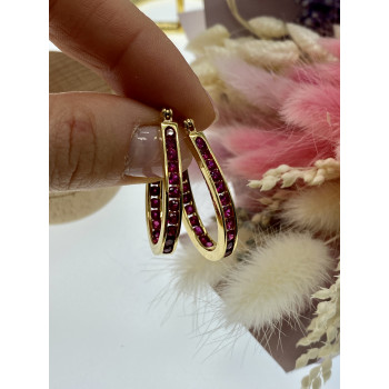 Sky Jewelry Серебряные серьги в позолоте с камнями шпинель  Роскошь