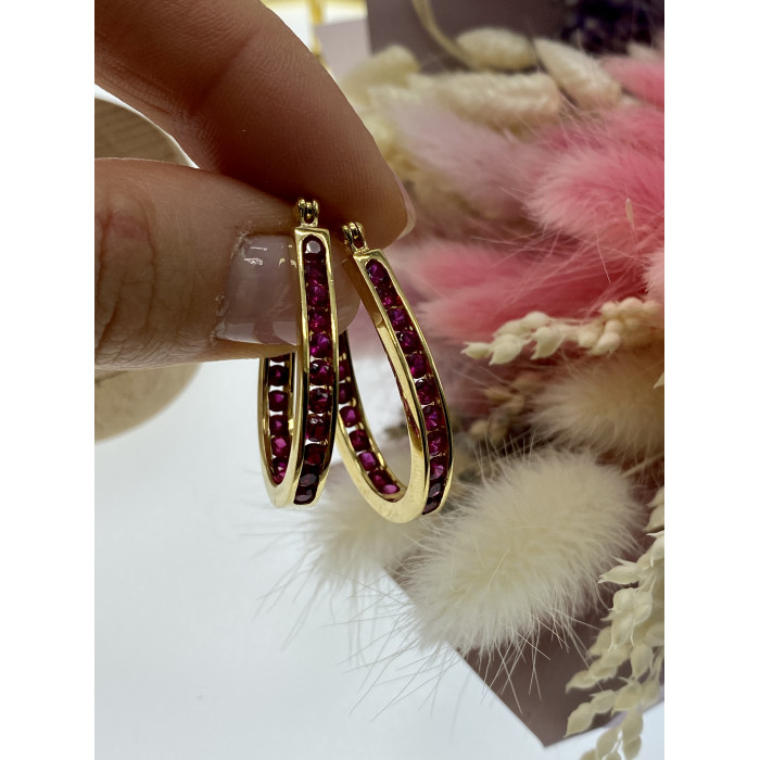 Sky Jewelry Серебряные серьги в позолоте с камнями шпинель  Роскошь