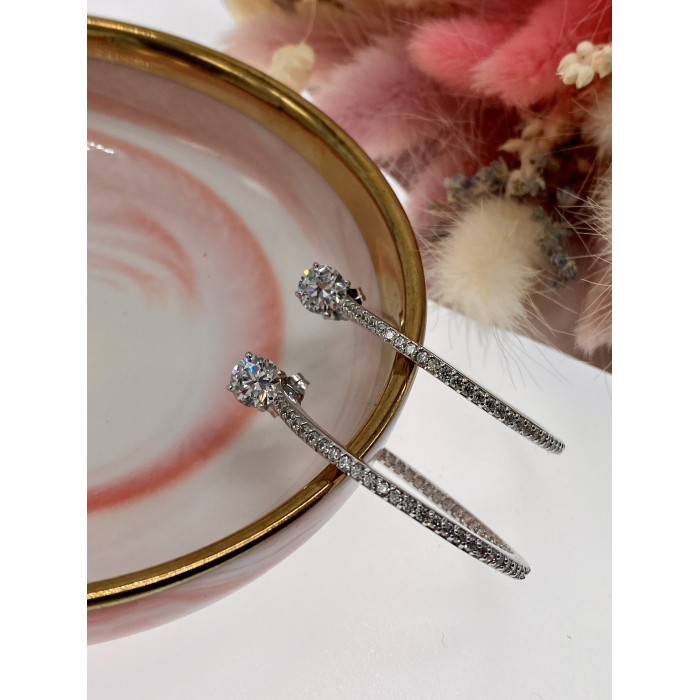 Sky Jewelry Серебряные серьги с фианитами  Совершенство